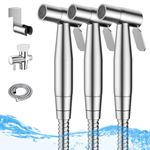 Arofa Handheld Bidet Sprayer for Toilet-3 Pack Adjustable Water Pressure Control with Bidet Hose for Feminine Wash, Stainless Steel Brushed Nickel Cloth Diaper Bidet Toilet Sprayer for Baby Wash