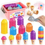 Joyreal Ice Cream Toys for Kids, Counting Sorting Stacking Ice Cream Set, Play Food Ice Cream Toy Gift for Girls and Boys Age 3+