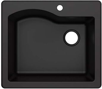 KRAUS KGD-441 Quarza 25-inch Dual Mount Single Bowl Granite Kitchen Sink in Black