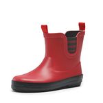 DREAM PAIRS Kids Rain Boots Boys Girls Rain Shoes Easy On Waterproof Non-Slip Short Rain Boots Toddler Kid,SDRB2201K-E,Red/Black,Size 4.5 M US