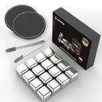 SAICOOS Whiskey Stones 16 Pack,Reusable Ice Cubes, High Cooling Technology,Stainless Steel Ice Cubes, for Whiskey, Vodka, Liqueurs, Wine,Beverage Juice or Soda, Pack of 16…