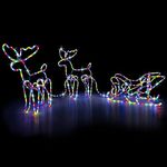 Christow Reindeer and Sleigh Outdoor Christmas Light, Energy Efficient LED Rope Light Silhouette, Flashing Free Standing Decoration, Mains Operated (250cm)