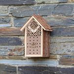 CKB LTD Small Natural Wood Bark Insect Bug Hotel - For Bees ladybirds House Wooden Outside Shelter Garden Nest Garden Home Outdoor Habitat House - Small 16 x 9 x 23cm