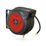 ReelWorks Air Hose Reel Retractable 3/8" Inch x 50' Foot Hybrid Polymer Hose Max 300PSI Commerical Polypropylene Construction