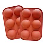 Half Sphere Silicone Mould Large 6-Cavity, 2 Packs Chocolate Ball Mould Baking Mold, Silicone Mould for Making Cake, Jelly, Dome