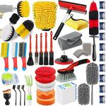 Jaronx 48PCS Car Detailing Brush Kit, Exterior/Interior Cleaning Kit Car Detailing Brushes Set, Auto Car Cleaning Kit (Wheel Tire Brush,Rim Brush,Drill Brush, Car Detail Brushes,Car Cleaning Supplies)