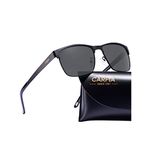 Carfia Polarized Sunglasses Man Metal Square Frame 100%UV400 Protection for Driving, One Size, Black Frame With Grey Lens