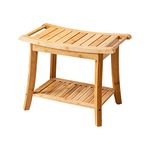 Forevich Shower bamboo bench seat with storage shelf, bath shower stool for adults inside shower seat natural