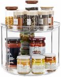 CSYY 2 Tier Lazy Susan Turntable Cabinet Organizer Spice Jars Storage Rack, Rotating Kitchen Countertop Organiser, Storage Rack for Kitchen, Fridge, Bathroom and Cosmetic, Makeup Holder Clear