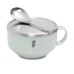 Jaypee Plus Stainless Steel Solid Soup Container/Bowl with Steel Lid & Steel Spoon with Holder Blue