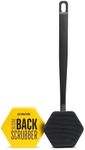 TOOLETRIES Silicone Back Scrubber - Exfoliating Shower Brush, Back Washer for Men, Durable Back Brush with Long Handle - Long Lasting Bath & Shower Accessories - Charcoal