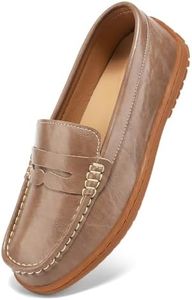 BEAUSEEN Women's Classic Handsewn Penny Loafers - Casual Slip On Moccasin Driving Shoes Lightweight Walking Flats Comfort Women Loafer Shoes, Nude, 11 US