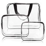 Favria 3 Pack Toiletry Bag - Clear Waterproof Packing Organizers Cubes Set - Cosmetic Pouches Travel Toiletry Bag Makeup Organiser Clear PVC Pouches, Set of 3 pcs (Transparent)