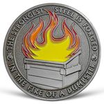 Dumpster Fire Challenge Coin Coworker Appreciation Medallion Dumpster Fire Desk Accessories for Farewell & Going Away, Office Pranks, Funny Workplace Decor, White Elephant Gifts for Men Women