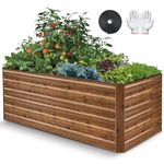 Homdox 6 * 3 * 2FT/266 Gallon Universal Raised Garden Bed, Outdoor Thickened Raised Garden Planter Box for Vegetable Flower Fruit, Rectangular Metal Planter Garden Box for Garden Yard, Wood Grain