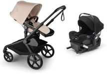 Bugaboo Kangaroo Stroller Travel System Bundle – All-Terrain Single-to-Double Stroller + Bugaboo Turtle Air Shield by Nuna Infant Car Seat with Recline Base – Newborn to Toddler - Desert Taupe