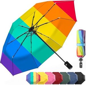 Rain-Mate Compact Travel Stick Umbrella - Pocket Portable Folding Windproof Mini Umbrella - Auto Open and Close Button and 9 Rib Reinforced Canopy