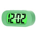 Plumeet Digital Alarm Clock Travel Clock with Snooze and Nightlight - Easy to Set Simple Bedside Alarm Clocks for Kids - Ascending Sound - Battery Powered (Cyan)