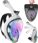 Aleoron - Foldable Full Face Snorkel Mask for Adults and Youth (Women & Men) - Anti Fog Snorkeling Mask Full Face with Action Camera Mount - UV Panoramic 180 Dive Mask Seaview Diving Mask Set