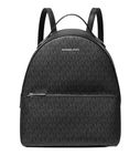 Michael Kors Sheila Medium Logo Backpack (Black/Silver), Black, M, Modern