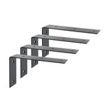 Mooche Black Shelf Brackets, 4PCS Widen L-Shape Wall Brackets for Shelves, Stainless Steel 90° Right Angle Shelf Support Brackets for Wood(175 * 104 * 45mm)