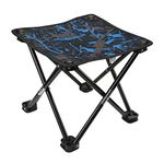 Mini Portable Folding Stool, Mini Camp Stool, Outdoor Folding Chair for BBQ,Camping,Fishing,Travel,Hiking,Garden,Beach,Oxford Cloth Seat with Carry Bag(Camouflage) (Blue)