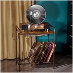 MAWEW Record Player Stand,Turntable Stand,Record Player Table, Vintage Wooden，Turntable Stand with Record Storage. （Bronze）