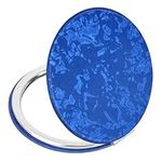 Portable Compact Vanity Mirror for Men Women Girls, Delicate Blue Travel Cosmetic Mirrors 1X & 2X Magnification for Handbag Pocket, Foldable 2-Sided Small Cute Makeup Mirror for Daily Work Business