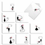 The Best Card Company - Pack of 20 Season's Greeting Cards with Envelopes, Humor Holiday Assortment for Men and Women (10 Designs, 2 Each) - Meowy Christmas AM3265SGG-B2x10