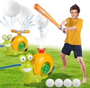 JUGVOLX 2 in 1 Water Sprinkler Baseball Toys for Kids Snail Summer Water Outside Toys with 2 Sprinkler Heads, 360° Roating Spray Water Baseball for Boys Girls Summer Backyard Lawn Pool Party Fun