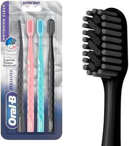 Oral-B Pro Whitening Brilliance Toothbrushes, Extra Soft, Black, Coral, and Teal, 4 Count