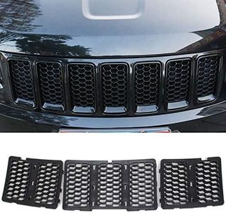 CherCar Black Front Grill Inserts Trim Honeycomb Mesh Grill Ring Cover Kit Fits Jeep Grand Cherokee 2014-2016, Exterior Decoration, 3Pack