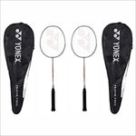 YONEX Aluminium Badminton Racquet Gr 303I Made in India Pack of 2 with Full Cover (Silver/Silver)