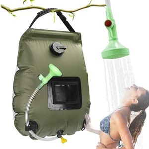 Enjylaif Solar Shower Bag, Camping Shower Bag for Outdoor Shower, 5Gal(20L) Portable Shower Camping Bag with Removable Hose and On-Off Switchable Shower Head, for Outdoor Traveling|Adventure(Green)