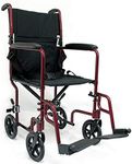 Karman Healthcare LT-2017-BD Folding Aluminum Transport Chair, Burgundy, 17 Inches Seat Width