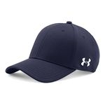 Under Armour Men's Curved Brim Stretch Fit Cap, Midnight Navy/White, Medium/Large