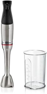 Bosch Stabmixer ErgoMaster Serie 6 MSM6M810, einhändig bedienbar, 10 Jahre Motorgarantie, Edelstahl-Klingen, verschleißfreie Keramik-Kupplung, Luftkühlung, QuattroBlade, Mixbecher, 1200 W, Edelstahl