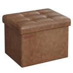 SONGMICS Storage Ottoman, Foldable Small Ottoman Foot Rest, 31 x 41 x 31 cm Foot Stool, Cube Ottoman with Storage, Load up to 130 kg, for Living Room, Bedroom, Entryway, Coffee Brown LSF100K51