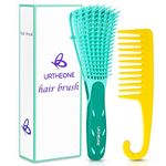 Hair Brush,Detangle Hair Brush, Detangler Brush for Women Men Adults Kids Afro American Type 3a-4c, Detangling Nylon Bristle Brush for Kinky Curly Coily Wavy Wet and Dry Hair,Green