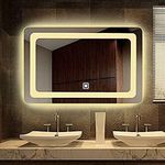 Wall Mounted Rectangular Backlit Digital Led Mirror with Touch Sensor | Bathroom Mirror with Led Lights | Long Mirror for Bedroom Washbasin Lighting Mirror (24 x 18 Inch) (Triple Light)