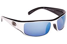 Strike King Optics Polarized SG Okeechobee Sunglasses, White/Black Frame/White/Blue Mirror Gray Base Lens, One Size (SG-S11533)