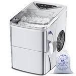 Ice Maker,Self-Cleaning Ice Machine,26lbs in 24 Hrs Countertop Ice Maker, 2L Water Tank Low Noise,9 Bullet Cubes 6 Mins, Machine A Glace with Ice Bags, Ice Spoon, Ice Basket(Silver)