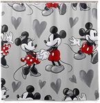 NO Mickey Mouse Grey Love Heart 72" x 72" Bathroom Shower Curtain with 12 Hooks Accessories Decorative Waterproof Fabric Shower Curtains Set for Kids Boys Girls Women Men