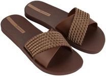 Ipanema Women's Street II Slides - Comfortable and Trendy Slip-On Sandals, Flip Flops for Women with Wide, Minimalist, Crisscross Upper, Brown/Brown, 8