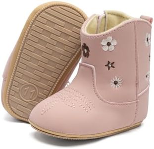 Meckior Baby Girls Cowboy Tassel Boots Side Zipper Moccasins Soft Bottom Non-Slip Toddler Shoe