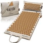 Glanzstück Berlin® Health Collection: Intense XL Acupressure Mat Set, Linen, Help with Tension, Back Pain, Massage Mat with Cushion (Heat Function) and Bag, Sustainable