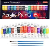 Shuttle Art Acrylic Paint Set, 16 x12ml Tubes Artist Quality Non Toxic Rich Pigments Colours Great for Kids Adults Professional Painting on Canvas Wood Clay Fabric Ceramic Crafts