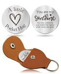 OUMILAN Pocket Hug Token Gifts for Men Boyfriend Girlfriend Inspirational Gift for Son Daughter Brother with Leather Keychain, You Are My Sunshine, 3*3cm/1.18*1.18inch