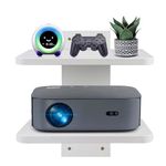 BiJun Floating Entertainment Shelf, Wall Mount Projector Shelf Floating TV Cable Box Floating TV Shelf Wall Mounted Speaker Holder Stand for PS4/Cable Box/DVD Players/Game Console (White 2shelf)