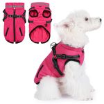 Poseca Dog Coat with Harness,Dog Coat Waterproof,Dog Winter Jacket,Winter Waterproof Dog Coat Warm Cold Weather Dog Coat with Harness Built In for Small Medium Large Dogs (rose red, M)